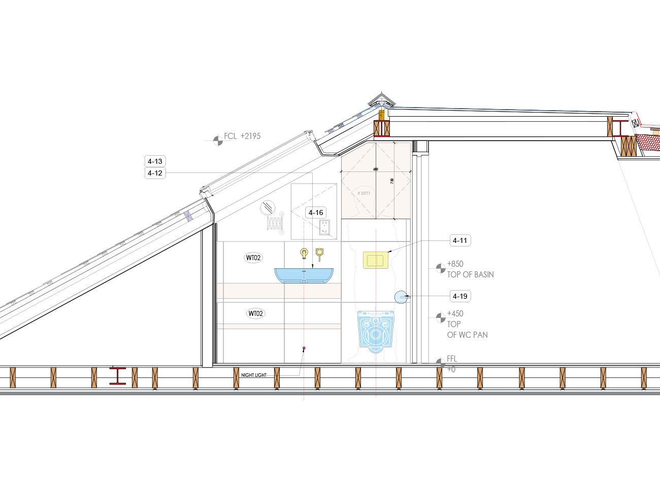 architectural design drawing putney loft space bathroom
