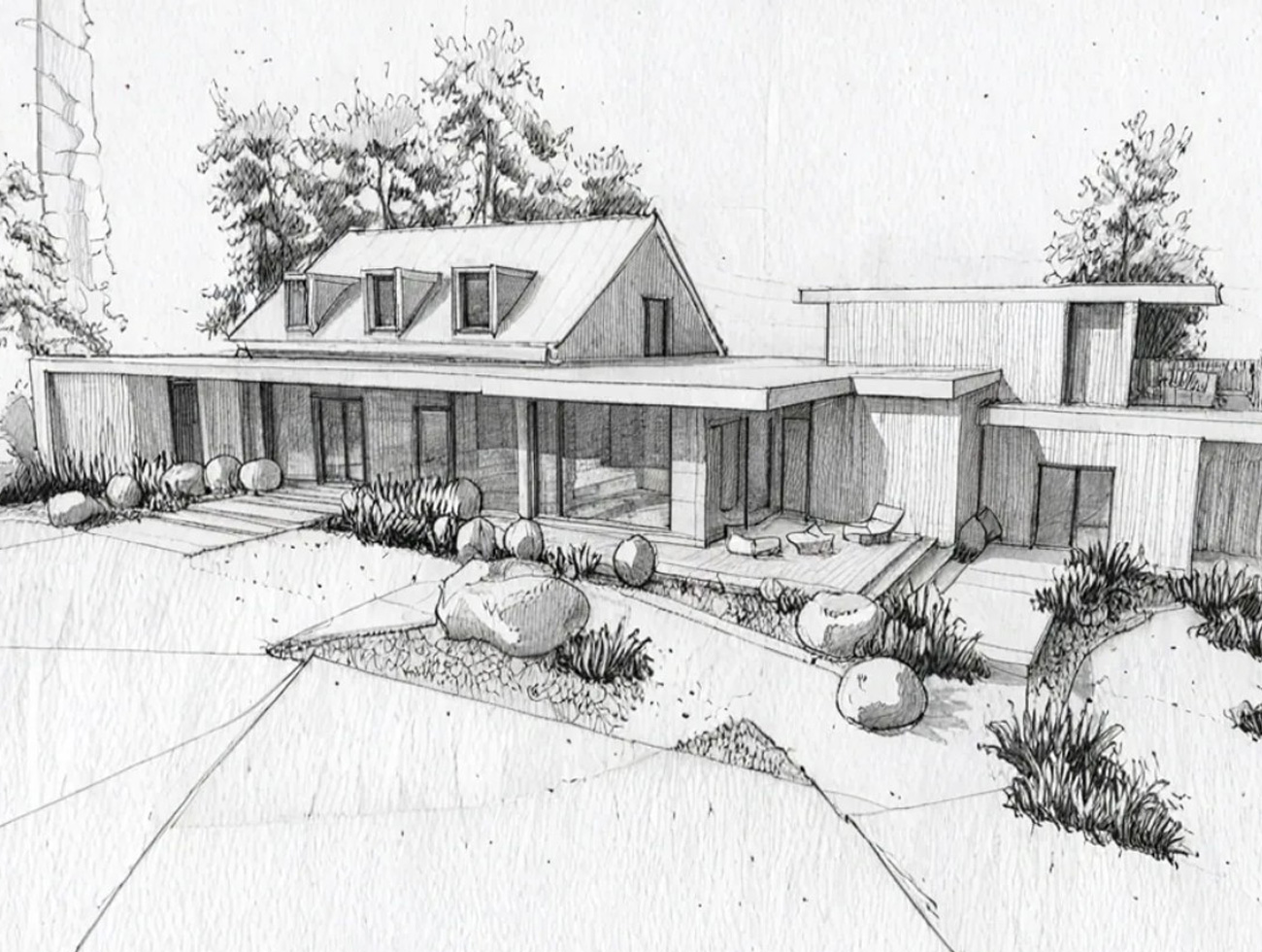 modern coastal home ireland sketch design extension