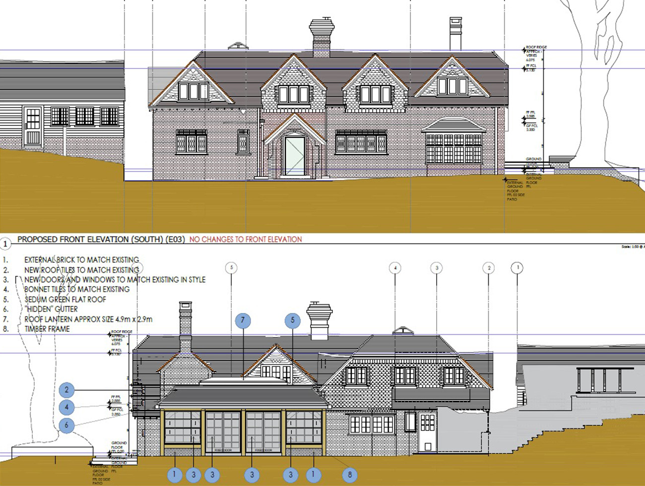 orangery country home extension side elevation